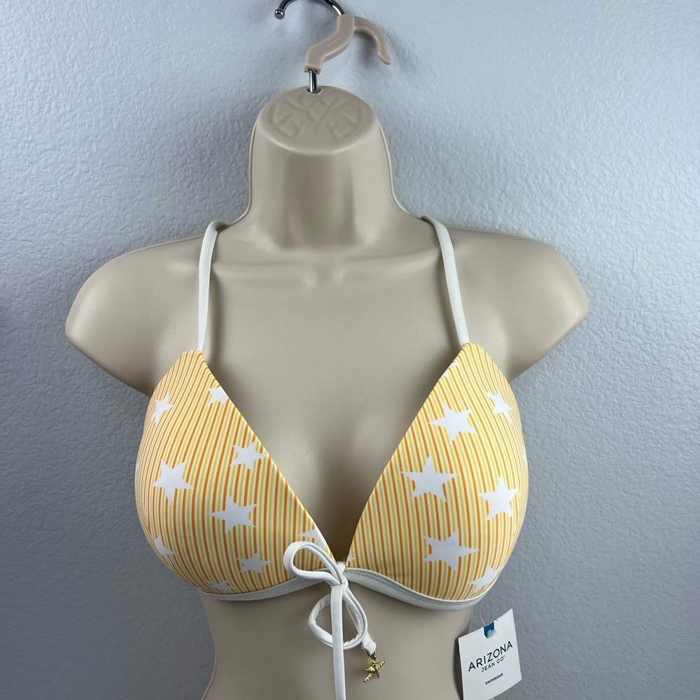 Arizona Yellow and White Star Bikini Top, size x-large